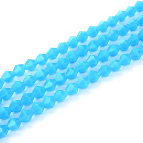 250pcs Czech 6mm (0.24 Inch) Faceted Bicone Crystal Glass Loose Beads Spacer Bulk Blue Turquoise Opal for DIY Craft Jewelry Making CCB631 - color: Blue Turquoise Opal, size: 6mm - 250pcs