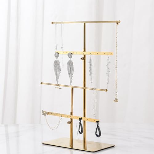 Jewelry Organizer Stand Tree, Tiered Jewelry Display Stand, Metal Tabletop Free Standing Necklace Earring Bracelet Ring Holder Organizer (Silver)