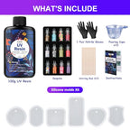 KISREL UV Resin Jewelry Making Kit - 100g Crystal Clear UV Resin and Jewelry Molds, Fast Curing for Keychains, Earring Making, DIY Craft Decorations - size: 100g