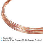 PATIKIL 32.8 Feet Solid Bare Copper Wire, 23 Gauge 99.9% Pure Copper Wire 0.6mm Soft Beading Wire Metal Plant Stem Ties for Jewelry Craft (10m) - size: 0.6mmx10m
