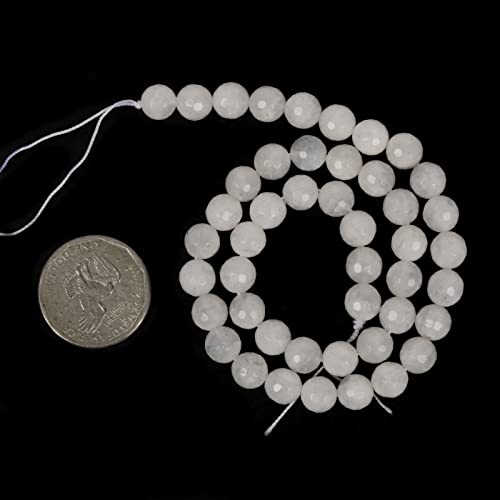 Natural Moonstone 8mm Gemstone Faceted Round Loose Strand Beads for DIY Necklace Bracelet Jewelry Making 15 Inch - color: Moonstone