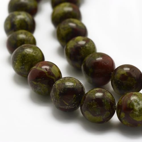 62Pcs Natural Dragon Blood Beads 6mm Round Gemstone Beads Smooth Stone Loose Bead for DIY Bracelets Necklace Earrings Jewelry Making - color: Natural Dragon Blood, size: 6mm
