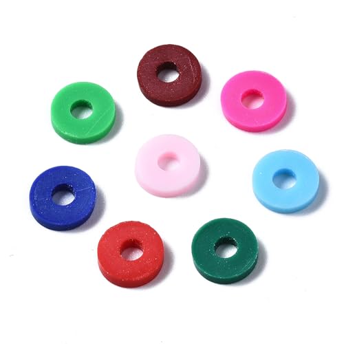 10 Strands 6mm Clay Flat Disc Beads Multicolor Flat Round Polymer Clay Beads Loose Handmade Spacers for DIY Necklace Bracelet Jewelry Making Supplies (Mixed Color#6) - color: Mixed Color#6, 6x0.5-1mm
