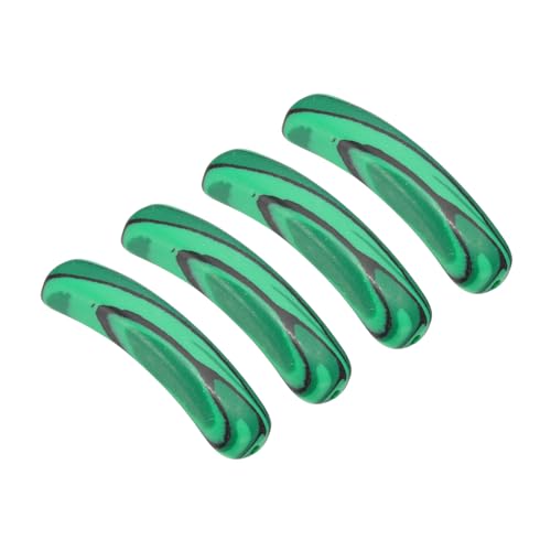 PATIKIL 4 Pcs Natural Stone, 36 x 10 mm Natural Curved Clear Quartz Stone Crystal Handmade Jade Flat Beads for DIY Crafting, Peacock Pine - color: Peacock Pine