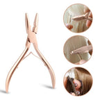 Hair Extension Tool Kit Microlink Pliers for Sewing Weft Extensions Hair Extension Beading Tool Hair Needle Pulling Hook Micro Bead Closer and Remover Pliers - color: 1 Rose Gold