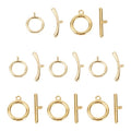 14K Gold Toggle Clasps 2 Sets T-Bar Jewelry Clasp Bracelet Closure Clasp Fastener IQ End Connectors for DIY Necklace Bracelet Earring Jewelry Making - color: 14K Gold Plated-2 Styles