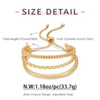 WOWORAMA Adjustable Slider Bracelets for Women Bar Friendship Bangle Bracelet for Women Gold/White Gold/Rose Gold Bolo Bracelet - color: Triple Bar-Gold
