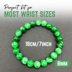 Jade Bracelet for Women & Men - Natural Green Jade Bracelet with 8mm Round Beads, Handmade Adjustable Healing Crystal Jewelry for Spiritual Balance, Luck, Wealth & Protection, Gift for Christmas
