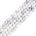 White Howlite 6mm Gemstone Triangle Faceted Round Loose Beads Strand 15.5" DIY Jewelry Making - color: White Howlite