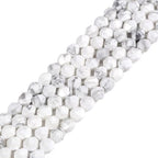 White Howlite 6mm Gemstone Triangle Faceted Round Loose Beads Strand 15.5" DIY Jewelry Making - color: White Howlite