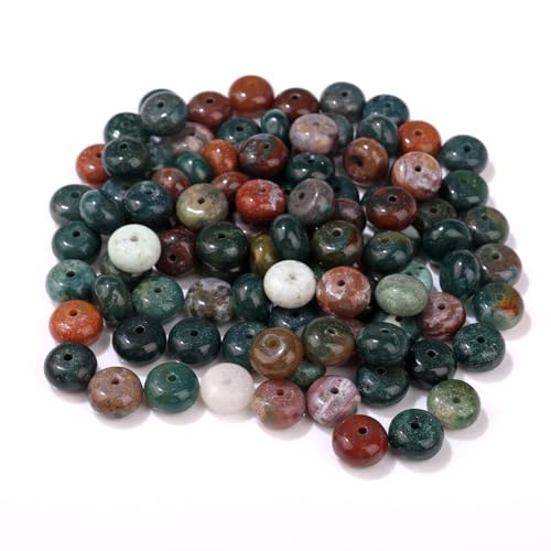 Raicegs 100pcs 5×8mm Rondelle India Agate Beads Natural Gemstone Beads Abacus Disk Stone Loose Beads for Jewelry Making DIY Bracelets Necklace - color: India Agate, size: 5×8mm Rondelle