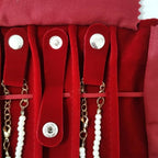 Portable Jewelry Roll Untangled Secure Necklace Travel Storage Bag Displays Holder 16 Chain (Burgundy) - color: Burgundy