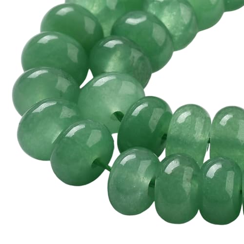 1 Box 148PCS 5x8MM Natural Green Abacus Stone Beads Strands with Hole Disk Rondelle Gemstone White Jade Dyed Flat Loose Spacer Bead for Jewelry Making Bracelet Necklace DIY Crafts Supply - color: Green, size: 148pcs