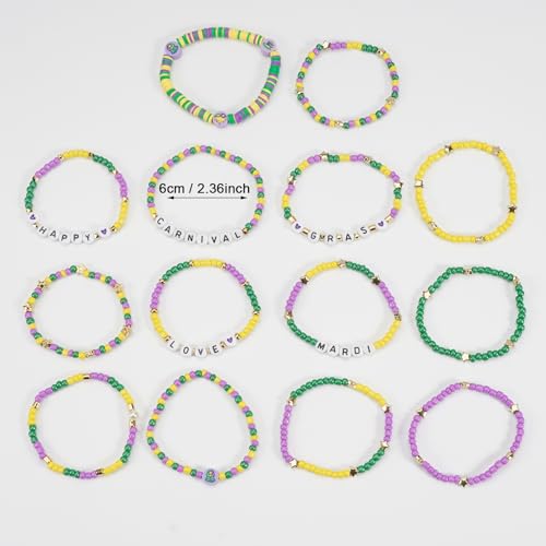 Twinfree Bohemia Beaded Bracelet for Women, Polymer Clay Stretch Bracelets - color: color 28