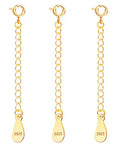 3 Pcs Necklace Extender, 925 Sterling Silver Extension for Jewelry Necklace Bracelet Anklet Extenders for Women Jewelry Making Chains 2 inch, Gold - color: 3 Golden Extension Chains