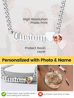 GoldChic JEWELRY Name Necklace Personalized for Men, Womens Custom Name Plate Chain, Stainless Steel Customized Old English Nameplate Choker with Curb Chains Custom, 16 inches to 30 inches - color: Photo & Cuban Chain 6 mm - Steel