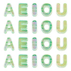 FASHEWELRY 50Pcs UV Plating Rainbow Iridescent Acrylic Letter Beads with Large Hole 3D Large Letter Blocks Charms Letters Chunky Vowel Alphabet Beads for Key Chains Necklace DIY Arts Craft (Green) - color: Pala, size: Vowels