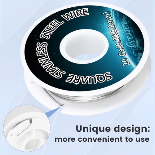 Square 316 Stainless Steel Wire 20ga – Crafting & Jewelry Making Wire – 30 Feet - color: 20ga（0.8x0.8mm）