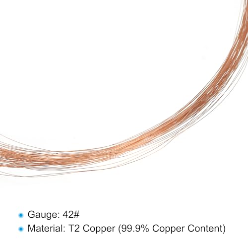 PATIKIL 49 Feet Solid Bare Copper Wire, 42 Gauge 99.9% Pure Copper Wire 0.1mm Soft Beading Wire Metal Plant Stem Ties for Jewelry Craft (15m) - size: 0.1mmx15m