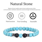 RANKEEF Tiger Eye Bracelet For Men 8MM Natural Stone Stretch Adjustable Black Crystal Beaded Bracelet for Men Women Gifts - color: 3,green,frosted,volcano bracelet