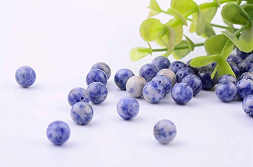Natural Stone Beads 100pcs 10mm Blue White Sodalite Round Genuine Stone Beading Loose Gemstone Hole 1mm DIY Charm Smooth Beads for Bracelet Necklace Earrings Jewelry Making (Blue White Sodalite, 10mm) - color: Blue White Sodalite, size: 10mm
