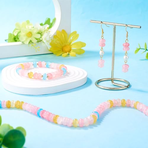 About 155~159pcs/strand Rondelle Glass Beads Imitation Gemstones Loose Spacer Beads for Jewelry Making Bracelet Necklace Earring DIY Crafts, 8x5mm, Light Pink - color: Light Pink