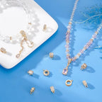 PH PandaHall 12 Styles 18K Gold Plated Spacer Bail Bead Hanger Rhinestone Bail Beads with Charm Loop, Cubic Zirconia Bails Connectors for European Necklace Bracelet Pendant Jewelry Making