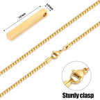 Fiusem Pendant Necklace for Men, Silver Tone/14k Gold Plated/Black Mens Pendant Necklaces with 2.5 mm Box Chain, Stainless Steel Bar Chain, 18-28 Inches - color: gold, size: 28 Inches, style: Pierced Rectangle