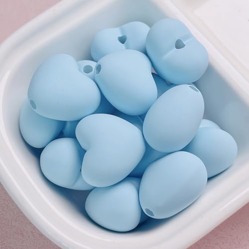 30PCS Large Acrylic Heart Beads for Pens, 21 * 19MM Cream Rubber Love Beads for Keychain Jewelry Bracelet Making Focal Bead for Pen Making Crafts DIY Projects - color: Heart Beads