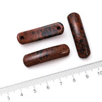 5PCS Natural Mahogany Obsidian Stone Rectangle Curved Beads Gemstone Pendants Connectors for DIY Bracelet Neclace Jewelry Making - color: Mahogany Obsidian