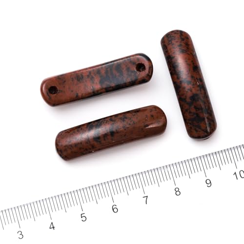 5PCS Natural Mahogany Obsidian Stone Rectangle Curved Beads Gemstone Pendants Connectors for DIY Bracelet Neclace Jewelry Making - color: Mahogany Obsidian