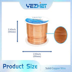 Solid Soil Copper Wire(22 Gauge, 16OZ, 500Ft) for Jewelry Making, Bare Pure Copper Wire for Crafts - size: 22GA