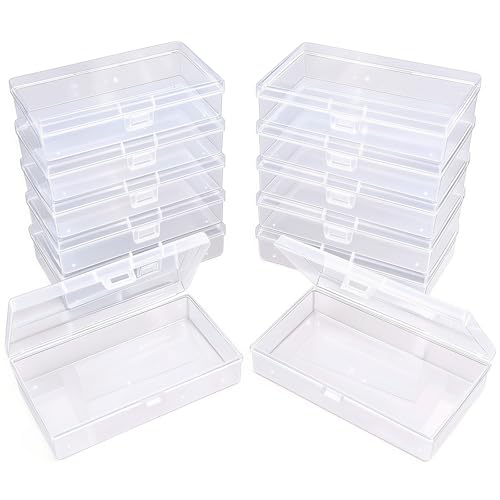 12 Pack Rectangular Clear Plastic Storage Containers Box with Hinged Lid for Beads and Other Small Craft Items (5.3 x 3.1 x 1.18 inch) - size: 5.3 x 3.1 x 1.18 inch
