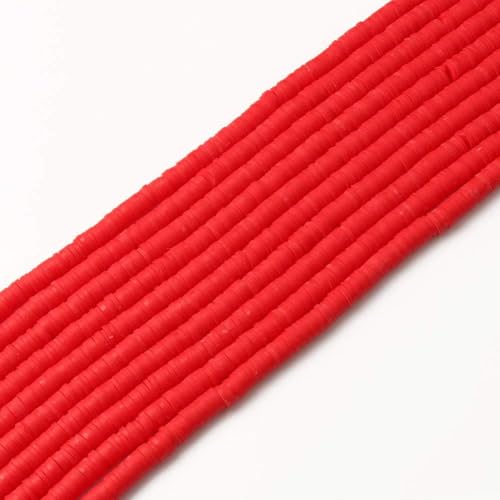 3600 pcs Red Clay Beads for Bracelets Making, 10 Strands Flat Round Polymer Clay Beads 6mm Spacer Heishi Beads for Jewelry Making Earring Necklace - color: Red