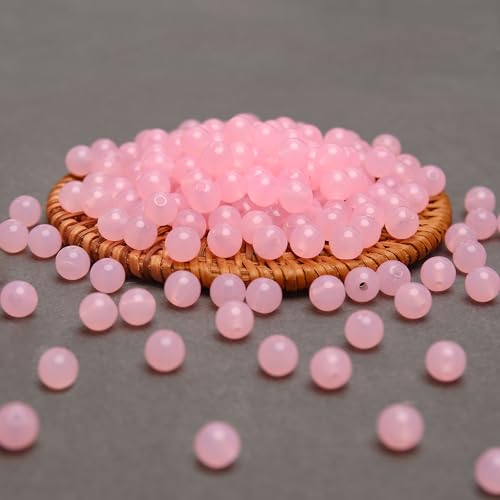 BONNY BOXX 1000PCs 6MM Jelly Light Pink Acrylic Round Beads, Smooth Transparent Acrylic Balls, Plastic Resin Gumball Bubblegum Chunky Beads for Necklace & Bracelet Making, Crafting Supplies - color: Jelly Light Pink, size: 6MM
