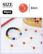 8mm Glass Beads 46PCS Glass Beads for Jewelry Making Charm Round Loose Bead for Bracelet Making Kit (Red Glass) - color: Red Glass