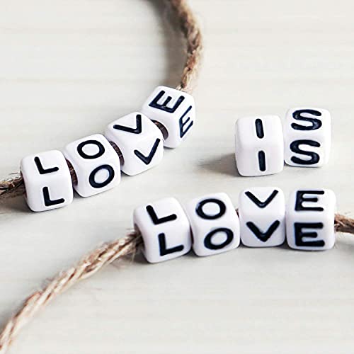 Augshy Alphabet Beads, 1000PCS White Letter & Number Cube Beads for Jewelry Making DIY Necklace & Bracelet (6mm)