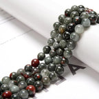100pcs Natural Stone Beads 8mm African Bloodstone Round Genuine Real Stone Beading Loose Gemstone Hole Size 1mm DIY Charm Smooth Beads for Bracelets Necklaces Earrings Jewelry Making Crafts - color: African Bloodstone