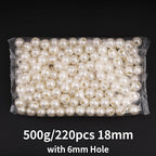 FM FM42 500g/220pcs 18mm Pearls with 6mm Big Hole Ivory Simulated Pearl Beads for Crafts - color: 18mm Pearls with 6mm Hole, 500g/220pcs