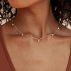 Mothers Day Gifts - Dainty Silver Gold Necklaces for Women Cute Station Choker Simulated Diamond Necklace Simple Layering CZ Necklace Trendy Jewelry Gifts - color: Silver, style: 5pcs Hanging CZ-Cable Chain
