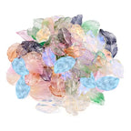 Glass Leaf Beads Crystal Glass Leaf Charms Transparent Leaves Pendants Tiny Green Leaf Bead Caps for Christmas Earring Bracelet Jewelry Making DIY Keychain Craft - color: 10 Colors-Feather Leaf