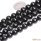 GEM-Inside Natural 8mm Black Obsidian Gemstone Loose Beads Round Energy Power Beads for Jewelry Making 15" - color: Black Obsidian, size: 8mm