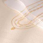 Layered Necklaces for Women, Dainty 14K Gold Plated Circle Peadant Chain Necklace Set Simple Paperclip Stacked Necklaces for Women Trendy Gold Jewelry - color: set4