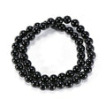 14in Agate Wrap Bracelet for Women Men Natural Round Beaded Agates Stone Healing Stretch Bracelets Elastic Handmade Polished Gemstone Beads Bracelet - color: Black Agate, size: 8mm Beads