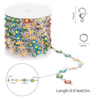 SMYHTGLIF 9.8 Feet Colorful Flower Chain for Jewelry Making Silver Stainless Steel Daisy Chain Bulk DIY Craft Jewelry Making Supplies - color: Colorful Silver