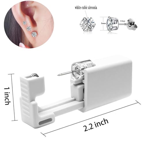 4 Pack Ear Piercing Gun Kit, Disposable Ear Piercing Gun with Silver Earring Studs Safety Ear Piercing Gun Kit Tool - size: 5mm