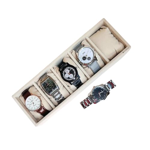 La Trove 5 Slot Watch and Bracelet Organizer Tray, Velvet Drawer Insert, Watch Storage for Watches & Bracelets, Gift for Men & Women, Cream - color: Cream