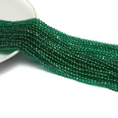 10 Strands Spinel Beads Artificial Faceted Small Round Loose Beads 3mm 15 inch for Jewelry Making Charms Necklace Bracelet - color: Green