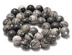 AD Beads Natural Gemstone Smooth Round Loose Beads 15“ 6mm 8mm 10mm (6mm, Spider Web Jasper) - color: Spider Web Jasper, size: 6mm