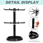 2 Pack Keychain Display Stand Rotating Jewelry 2 Tier Necklace Holder Plastic Spinning Bracelet Hanging Organizer Rotating Rack Earring Bracelet Stands for Vendors Malls Counter Dressing Table - color: Black